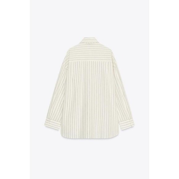 ZARA OVERSIZE SHIRT WITH TIE - Picture 3 of 4